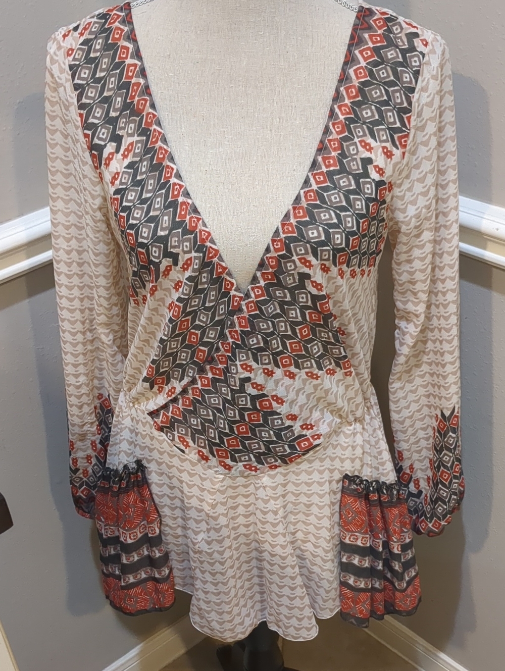 Free People Mystic Print Tunic - Cream, Gray & Rust